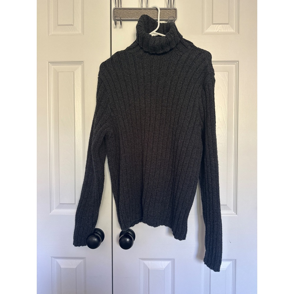 Polo Ralph Lauren Turtleneck Mens Large Grey Ribbed 100% Cotton Knit Sweater